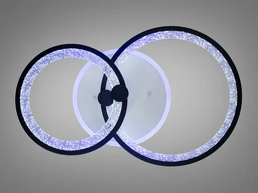 LED люстра з пультом, диммером і кольоровою підсвіткою, 55W, чорна - фото 2