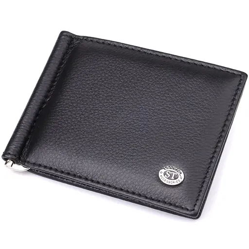 Чоловічий гаманець з металевим затискачем із натуральної шкіри ST Leather 11х8.5х1 см acs0029630 - фото 1