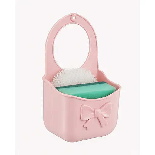 Карман держатель силиконовый подвесной с губкой для мытья посуды и скребком, Kitchen Master Розовый 87109 - фото 3