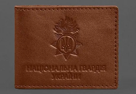 Кожаная обложка для служебного удостоверения Национальной гвардии Светло-коричневая - фото 1