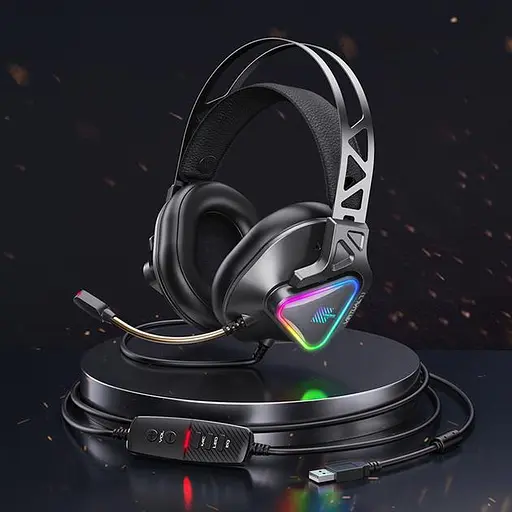Дротова гарнітура Remax LED Wargod Series Gaming Headphone RM-810, USB, 7.1, 2.5m, black - фото 3