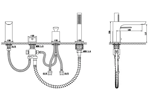 Смеситель на борт ванны Kohlman Experience brushed gold QB244EGDB Золотой - фото 2