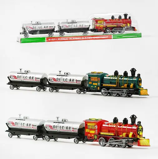 Поезд 538-2Y, инерция, 2 вагона, локомотив, в слюде (6965287110245) МИКС - фото 1