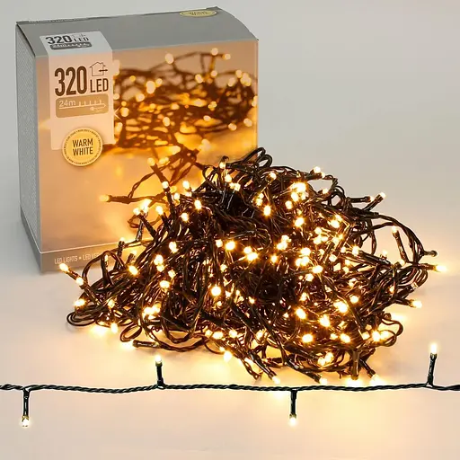 ECD Светодиодная гирлянда, сказочные огни 24 м с 320 светодиодами Теплый белый источник питания IP44 Водонепроницаемый свет