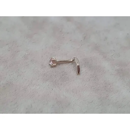 Золота сережка-пірсинг Dear в ніс Dear з фіанітом. 1018.1 Рожевий (світлий) - фото 2