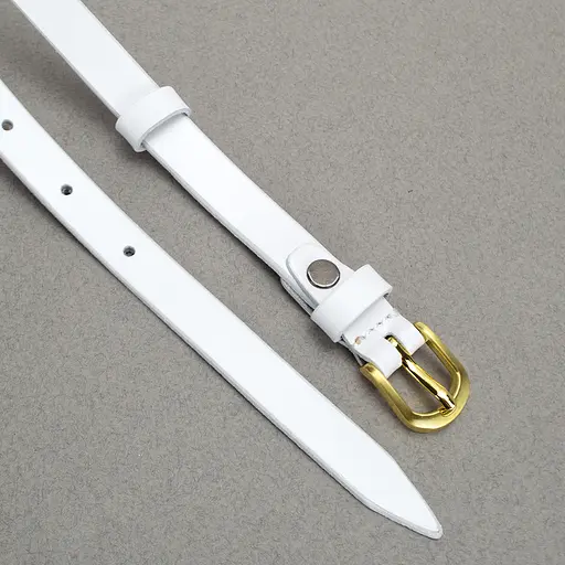 Ремень кожаный женский узкий белый HC-1562 (130 см) - фото 4