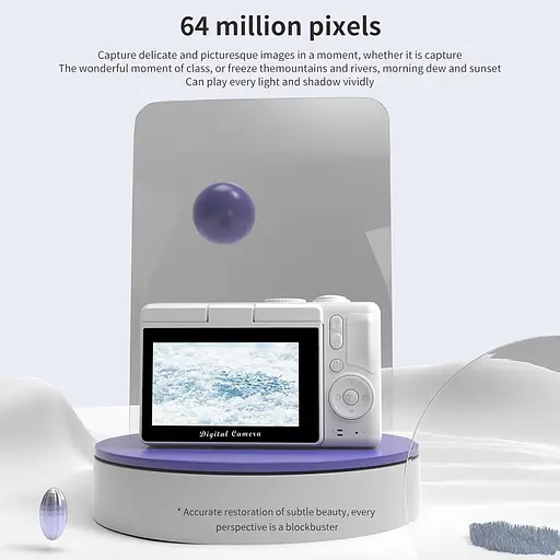 Andoer 4K Цифровая камера для детей подростков Wi-Fi Цифровая видеокамера 64MP 3-дюймовый флип-экран 16-кратный цифровой зум - фото 2