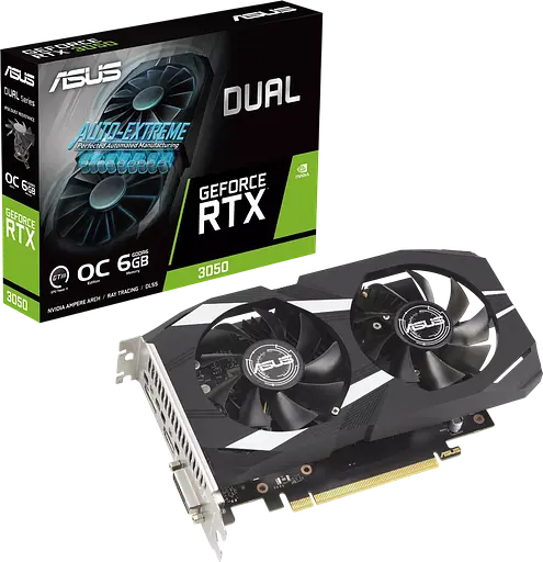 Видеокарта GeForce RTX 3050 6GB Asus Dual OC (DUAL-RTX3050-O6G) Б/У - фото 1