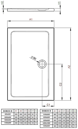 Душовий піддон Radaway Doros D 110x90 SDRD1190-01 - фото 3