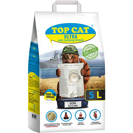 Наполнитель для кошачьего туалета Top Cat Ultra new clumping formula бентонит 0.5-3 мм 5 л  - фото 1