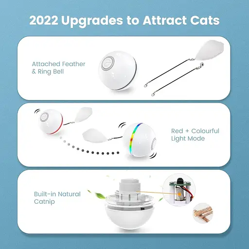 IOKHEIRA Cat Ball інтерактивні іграшки для кішок, що живуть у приміщенні, Wicked Ball іграшки для кошенят з дзвіночком - фото 2