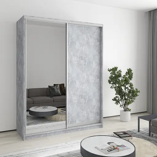 Шафа-купе дводверна MebelStar Комбо AL ДСП/Дзеркало 160x60x210 см Бетон (MBS-2763)