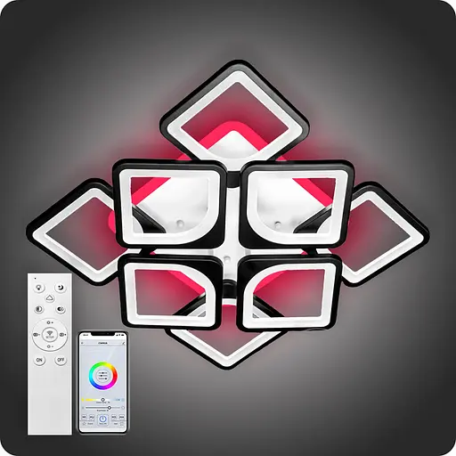 Люстра світлодіодна 517 Light 3color з пультом 192Вт Чорний (01824) - фото 2