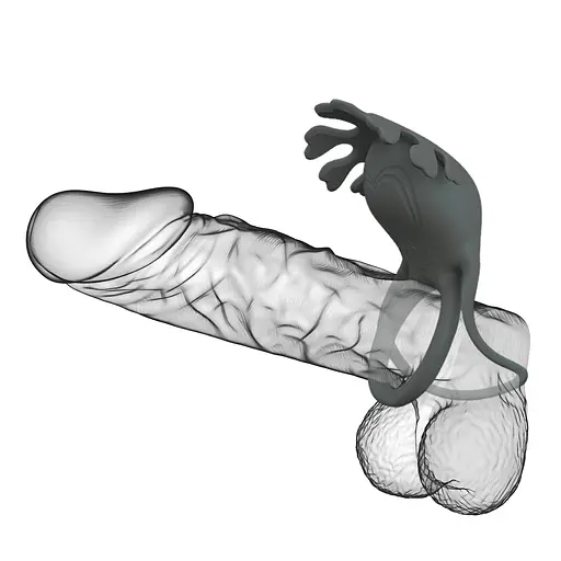 Эрекционное кольцо Pretty Love Vibrant Penis Ring Ruben 8.5 см серый - фото 3