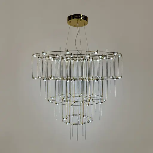 Невесомая золотая трехъярусная люстра Ø 80 см Ст. MJ205-800 Titanium | Line F - фото 6