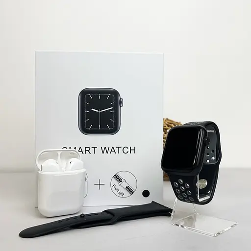 Смарт-часы T55 PRO MAX с двумя ремешками + беспроводные наушники Black (17647)