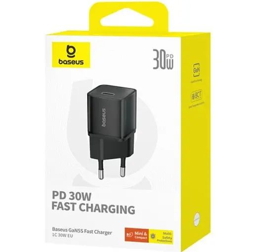 Мережевий зарядний пристрій Baseus GaN5S Fast Charger 1C 30W EU Cluster Чорний - фото 2