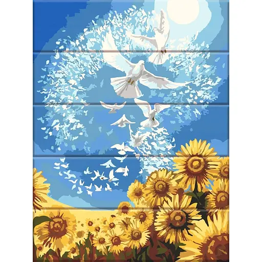 Картина за номерами на дереві Голуби світові ArtStory 30х40 см кольорова 000221559