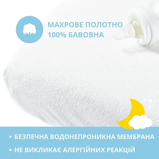 Наматрасник водонепроницаемый детский Papaella с бортом и резинками по углам 60х120х15 см (8000035490) - фото 6