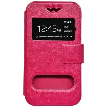 Чехол-книжка универсальный 5.5 дюйма с силиконом розовый