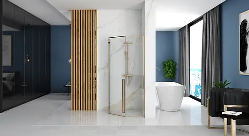 Душова кабіна Rea Diamond 100x100 gold REA-K6616, Золотий, Універсальна, прозорий - фото 3