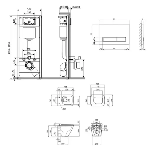Набір Q-tap Nest 4 в 1 підвісний унітаз Tern Ultra Quiet 490x365x325 + комплект інсталяції QT1733052EUQW45161 - фото 2