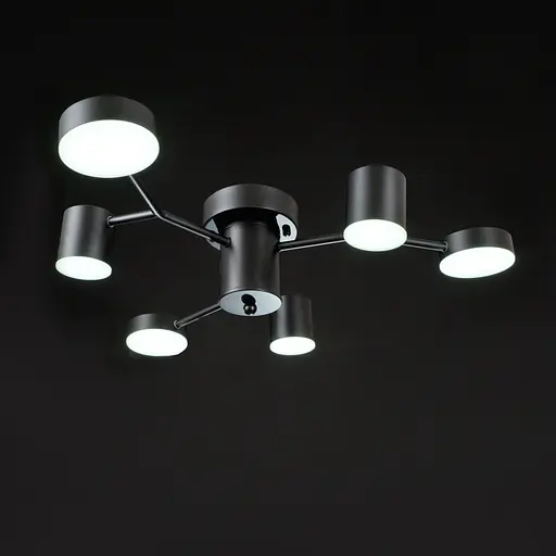 Люстра стельова Brille в спальню LED 42W WW+NW+CW BK (BR-01 634C/6) - фото 2