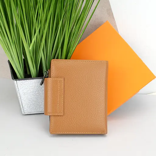 Жіночий шкіряний гаманець маленький Senior A899-9 рудий на магніті - фото 3