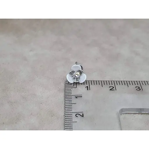 Срібні сережки Aurora Квіточки з керамікою та фіанітами. С2032Б - фото 4