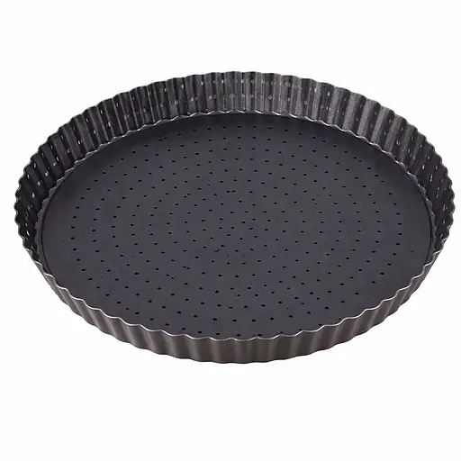 Перфорированная форма для выпечки тартов и кишей с антипригарным покрытием и съемным дном Ø24см Черный 88132 - фото 3