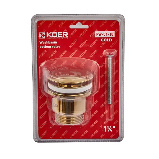 Донний клапан Koer PW-01-10 Click-Clack універсальний KR5193, Золотий - фото 3