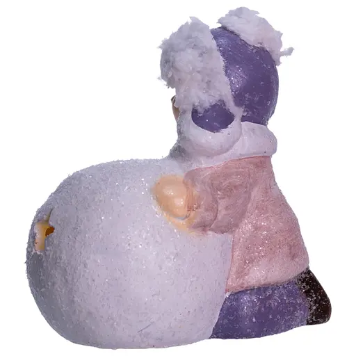 Новорічна фігурка з підсвіткою Дівчинка зі сніговою кулею з порцеляни 11×7×12 см Yiwu CR-5-10 - фото 3