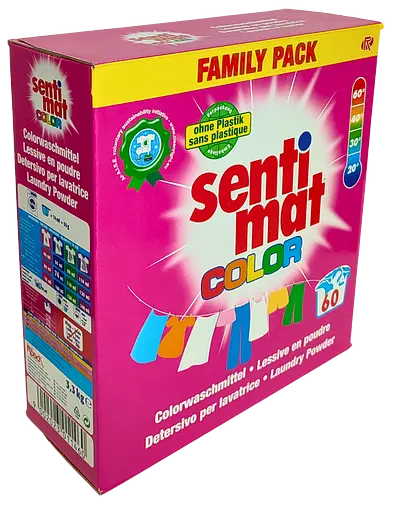 Пральний порошок засіб для прання Sentimat Color 3.3кг 60 прань
