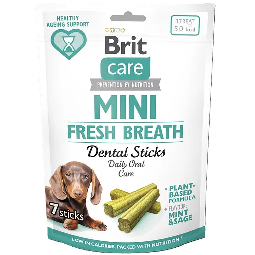 Ласощі Brit Care Mini Treats Fresh Breath для собак малих порід для свіжого подиху й здоров’я зубів 7шт./120г - фото 1