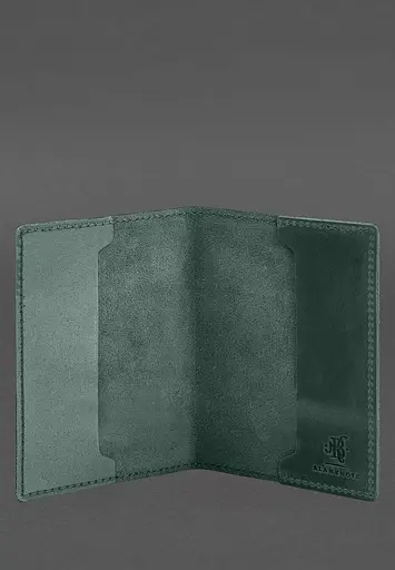Кожаная обложка для военного билета 7.3 зеленая Crazy Horse - фото 4