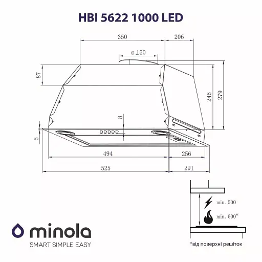 Вытяжка полновстраиваемая Minola HBI 5622 BL 1000 LED - фото 8