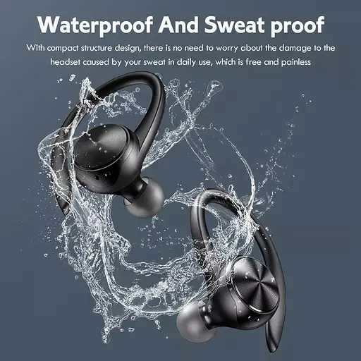 Беспроводные спортивные Bluetooth наушники TWS J92 c тканевым зарядным кейсом, сенсорами управления чёрные - фото 9