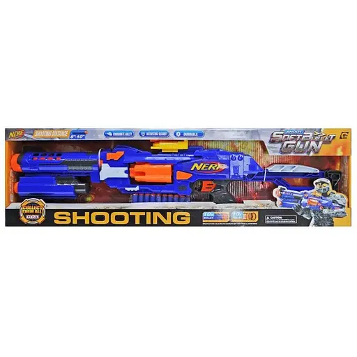 Дитячий Бластер Дробовик з м'якими кулями 20 штук, на батарейках, в коробці JBY-002 р.74,2*6,5*22см. - фото 1