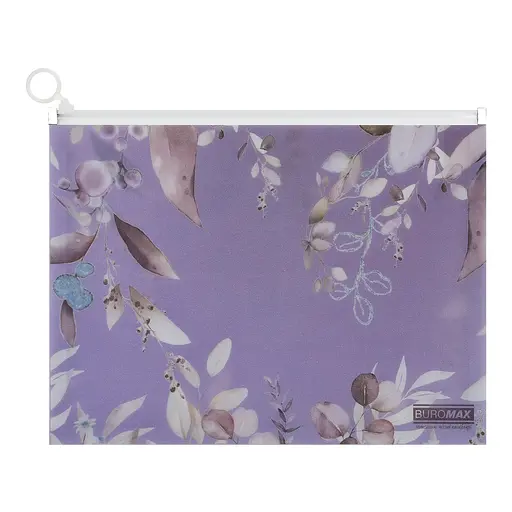 Папка-конверт на zip-блискавці, Arabeski, А4, непрозорий матовий пластик, сливовий, 2 шт.