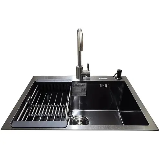 Комплект мойка+смеситель Romzha Arta U-550S Max BL(B) - фото 2