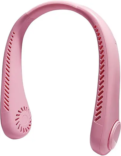 Мини-портативный шейный вентилятор 1500 мАч 3 скорости для летних видов спорта (розовый) - фото 3