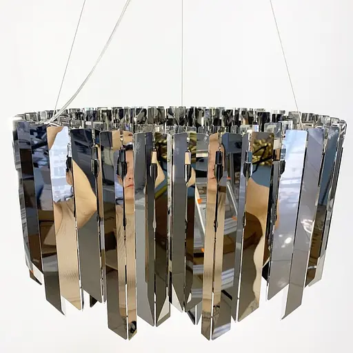 Підівісна люстра з хромованими пластинами Line.F Діаметр 60см - фото 3