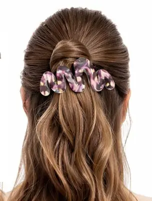 Заколка-крабик для волос волнистая 11 см с мелкими блестящими стразами металлический зажим Фиолетовый - фото 2