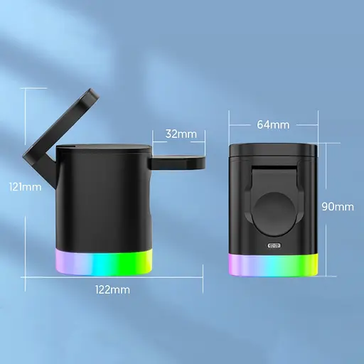 Бездротова док-станція 3в1 T15 3in1 15W+5W+3.5W чорна - фото 9