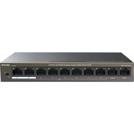 Коммутатор Tenda TEF1110P-8-63W (8xFE PoE, 2xFE uplink, Max PoE 99W) (TEF1110P-8-63W) - фото 1