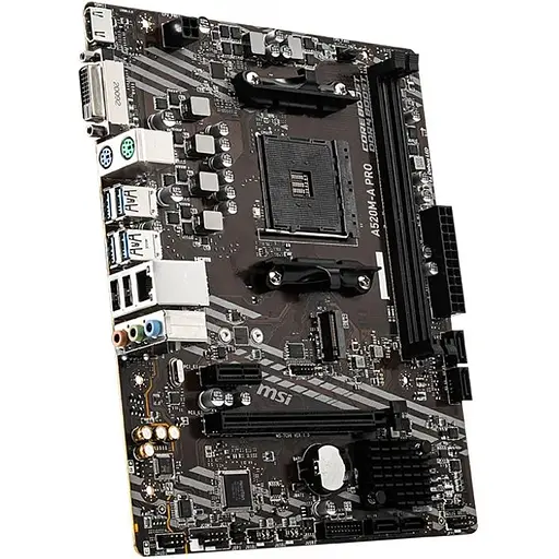 Материнська плата MSI A520M-A PRO (AM4/A520, 2xDDR4, PCIex16, DVI-D/HDMI, 4xSATAІІІ, M.2, GLan, 8ch, mATX) - фото 3