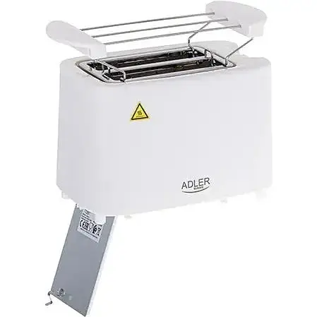 Электрический тостер Adler AD 3223 белый 900 Вт, 2 отделения, регулировка поджарки, решетка для булочек - фото 4