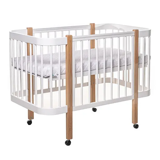 Кроватка детская маятниковая Рассвет без ящика бук бело-натуральный