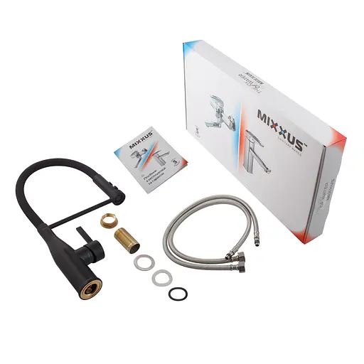 Змішувач для кухні Mixxus Premium Summer 017 Black з гнучким виливом MI6961 Чорний матовий - фото 4