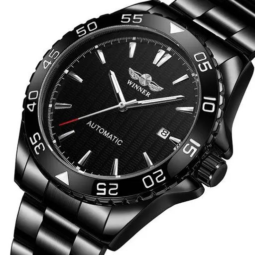Чоловічий механічний наручний годинник Winner Factor (Чорний) - фото 2